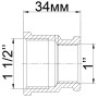 Муфта редукційна нікельована 1 1/2″ВР х 1″ВР штампована восьмигранна А0337А(нк) VA