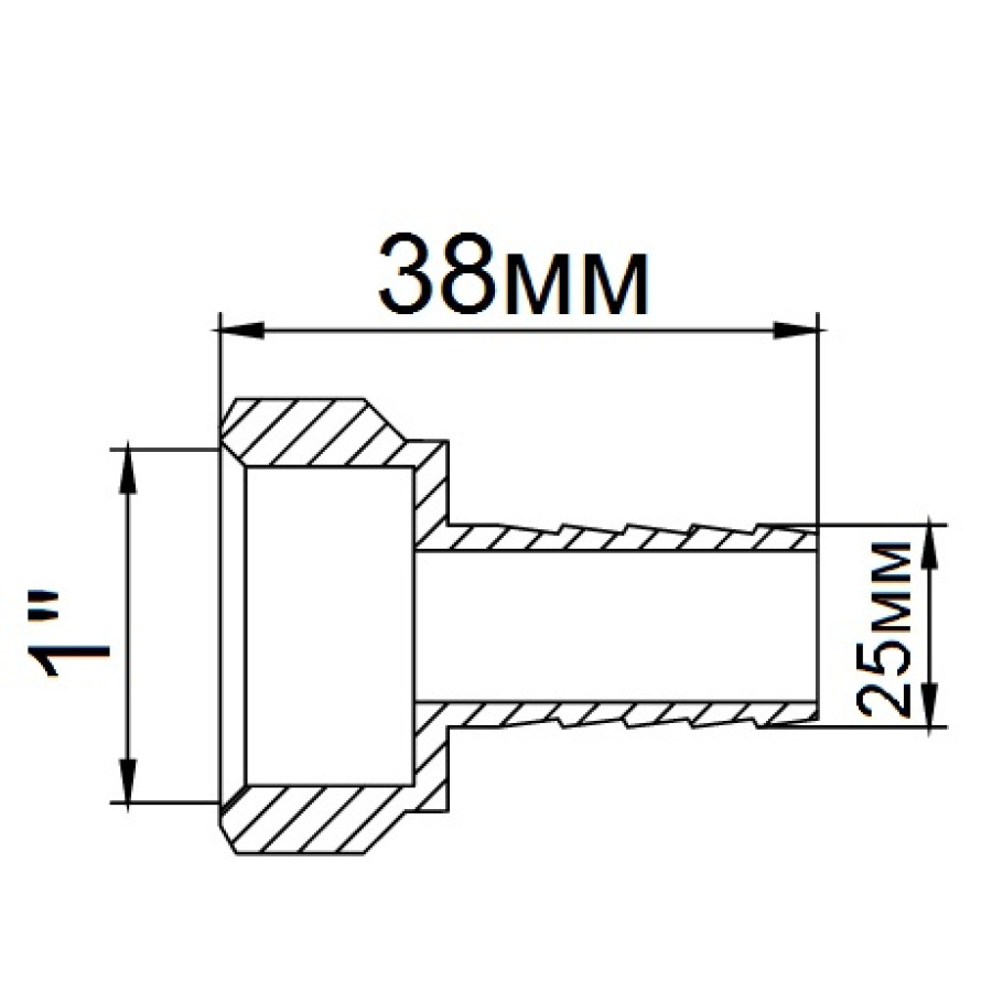 Штуцер нікельований 1″ВР х 25мм штампований А2069А(нк)