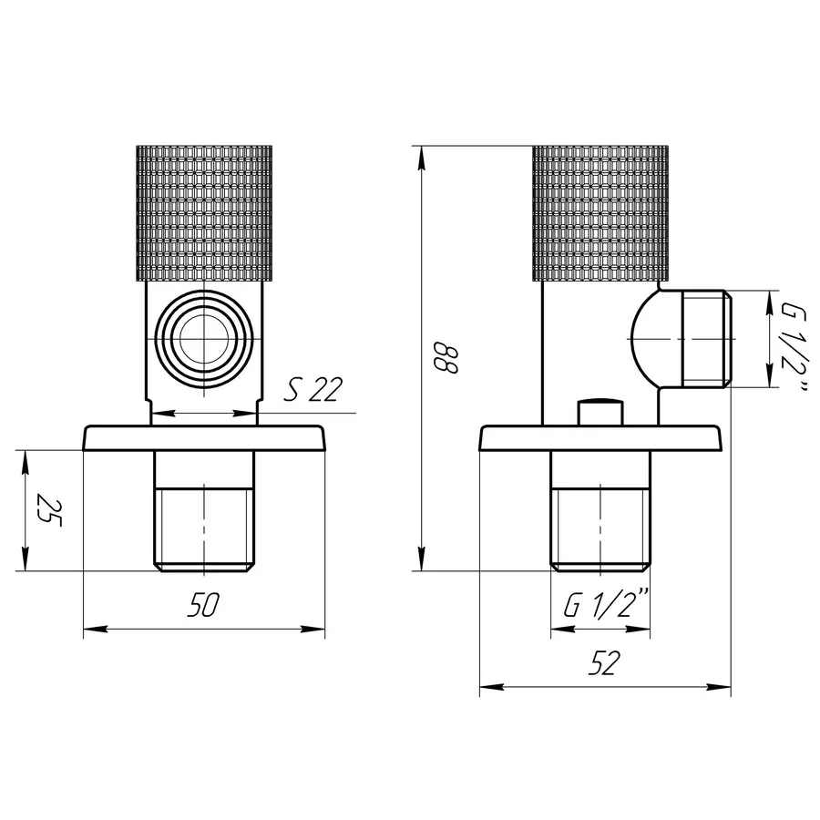 Кран кутовий кераміка SOLOMON EXCLUSIVE 1/2″X3/4″ 989 BLACK ( 1шт.)