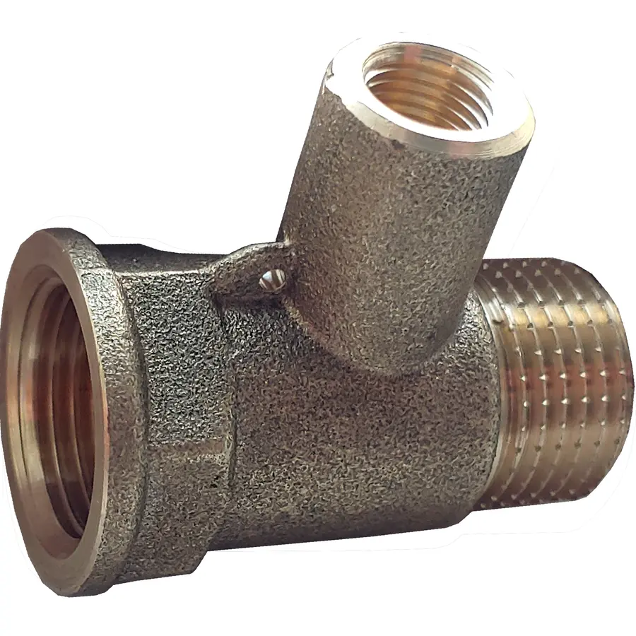 Трійник для датчика температури латунний 1/2″ВР х М10 х 1/2″ЗР штампований посилений А0202А