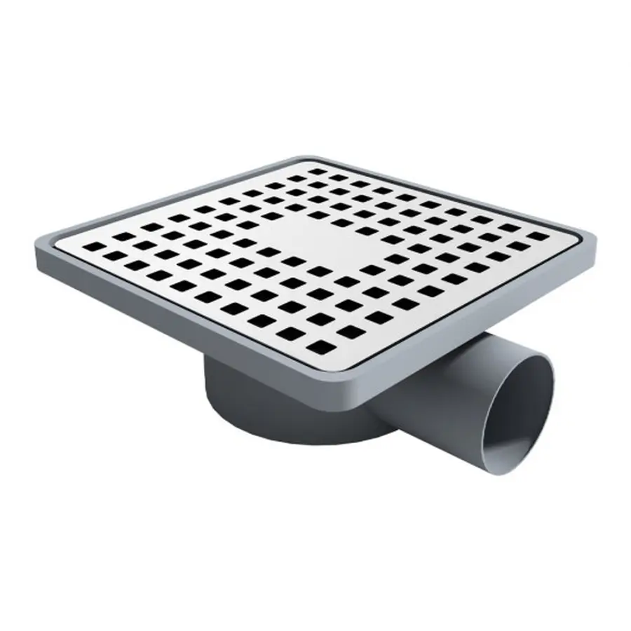 TM213-TILLO Трап пласт., решітка нерж.150х150, горизонт. DN 50,сухий затвір(поворотній), Туреччина