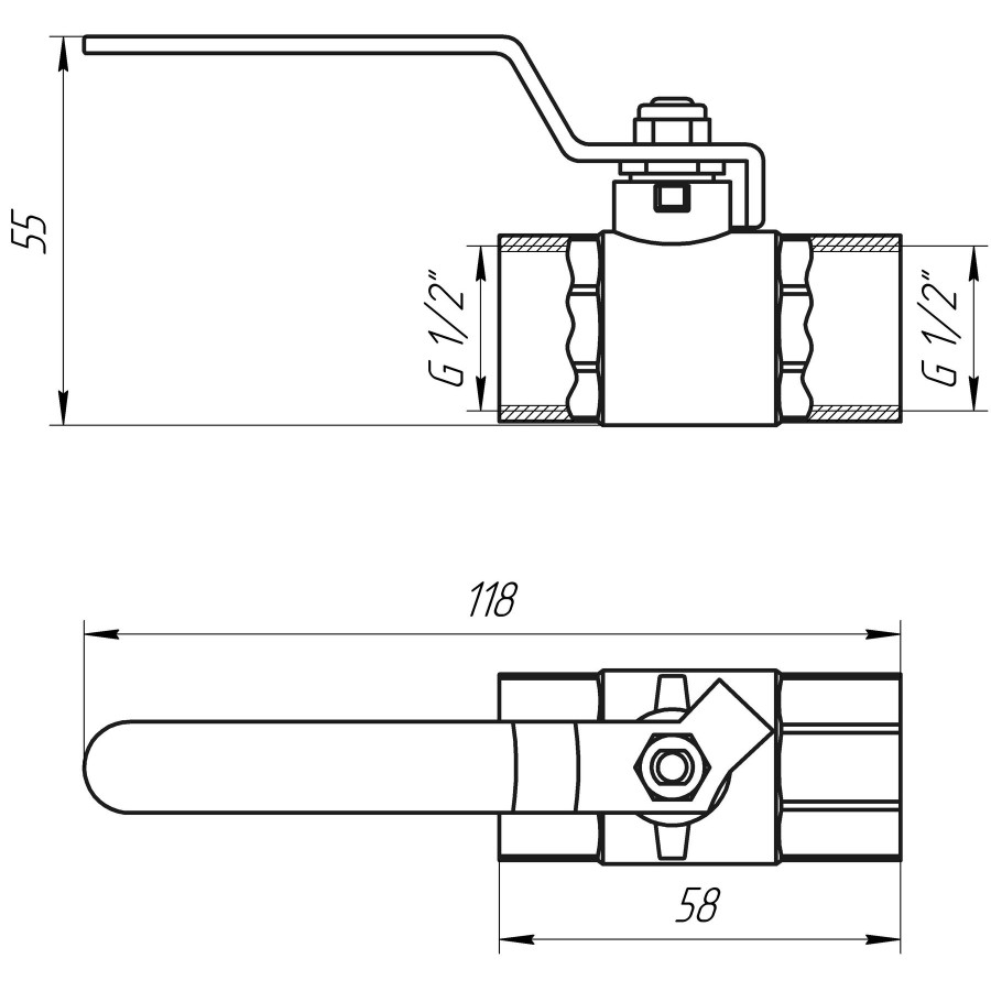 Кран шаровой прямой PROFESSIONAL 1/2 "ВВ КР PN40 QP151