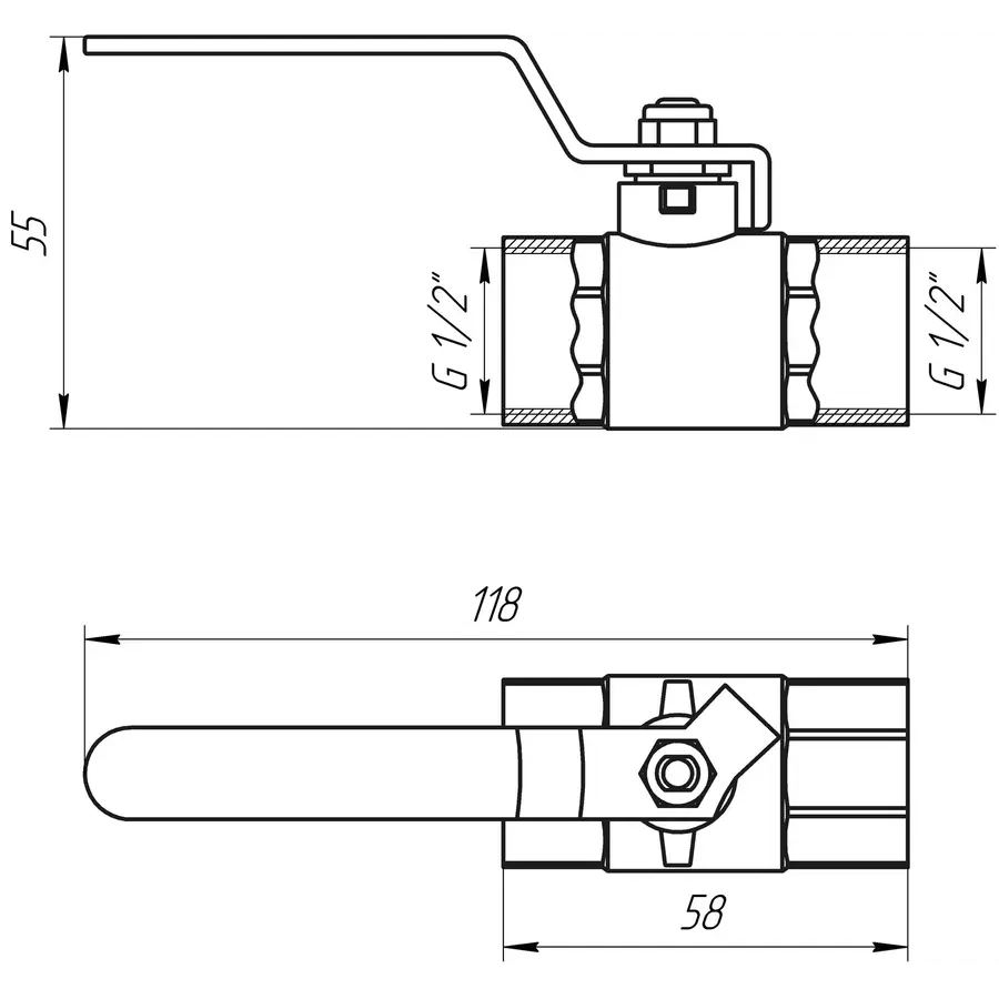 Кран шаровой прямой PROFESSIONAL 1/2 "ВВ КР PN40 QP151