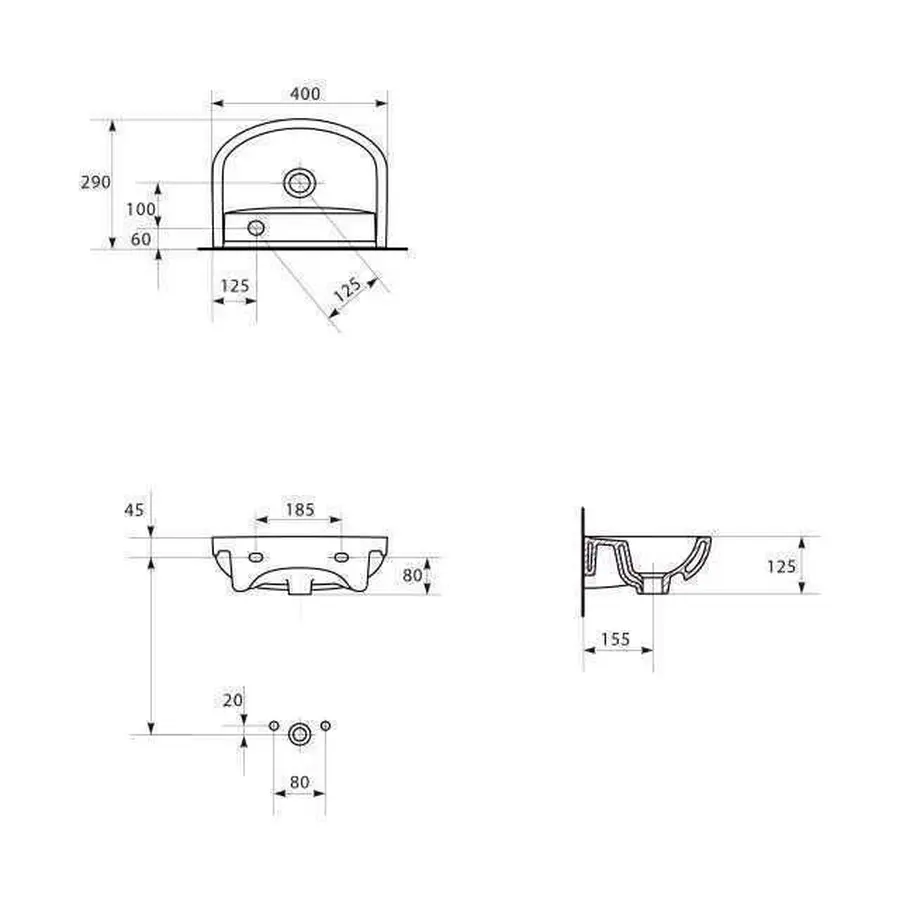 Умывальник мебельный Cersanit ARTECO 40 правый