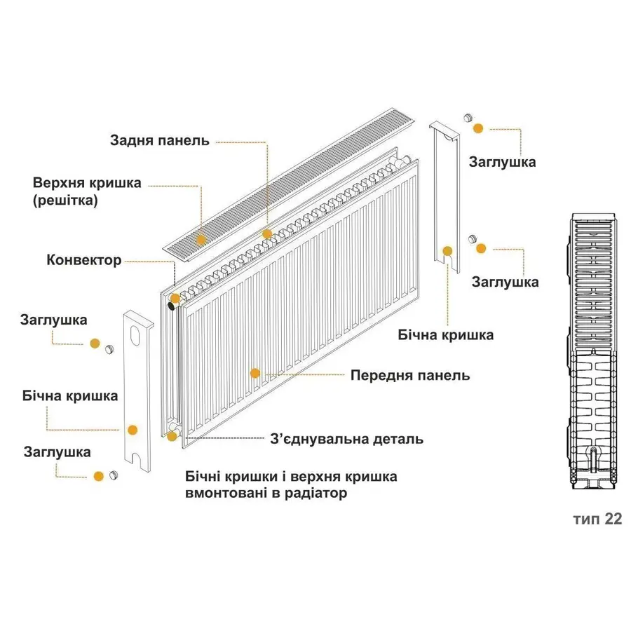 Радиатор стальной панельный KALDE 22 низ 500x400
