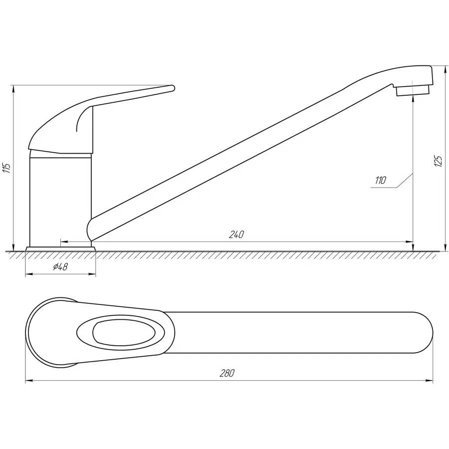 Кухонный смеситель стальной Globus Lux Sena GS-103