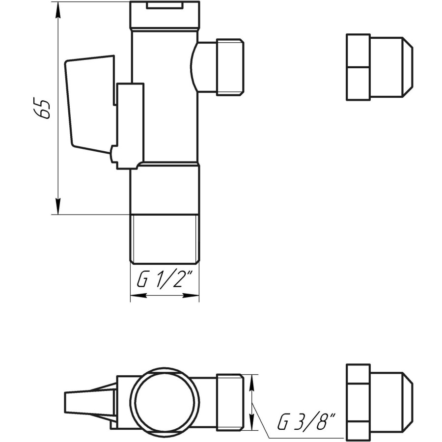 Кран кульовий кутовий з фільтром SOLOMON 1/2"*3/8" А7041