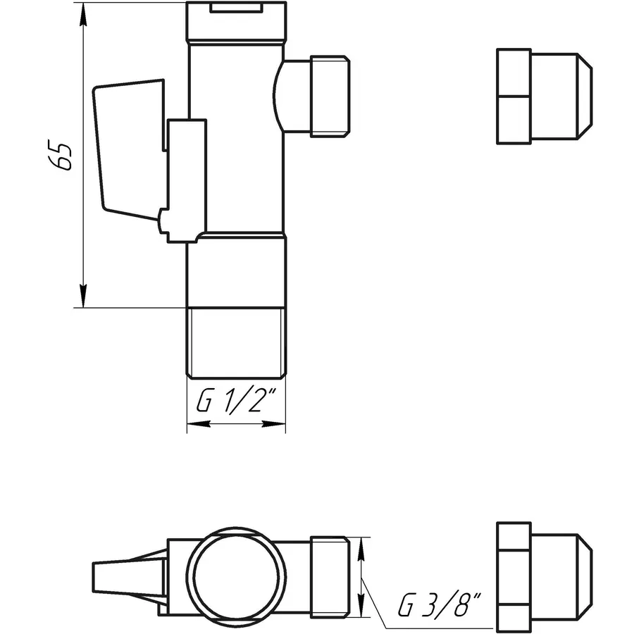 Кран шаровой угловой с фильтром SOLOMON 1/2 "* 3/8" А7041