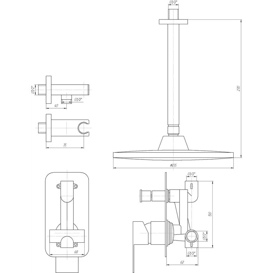 Змішувач для душу вбудований TOPAZ SARDINIA TSG 08205-V-H20