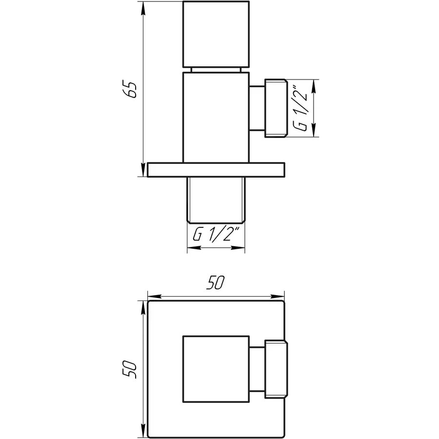 Кран напівобертовий кутовий SOLOMON 1/2″х1/2″ CUBE 7078