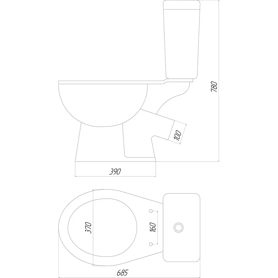 Унітаз-компакт «Лідо 1с», бок, кос, ш-(700119-0512-0110-0417-0332) (Дніпрокераміка),