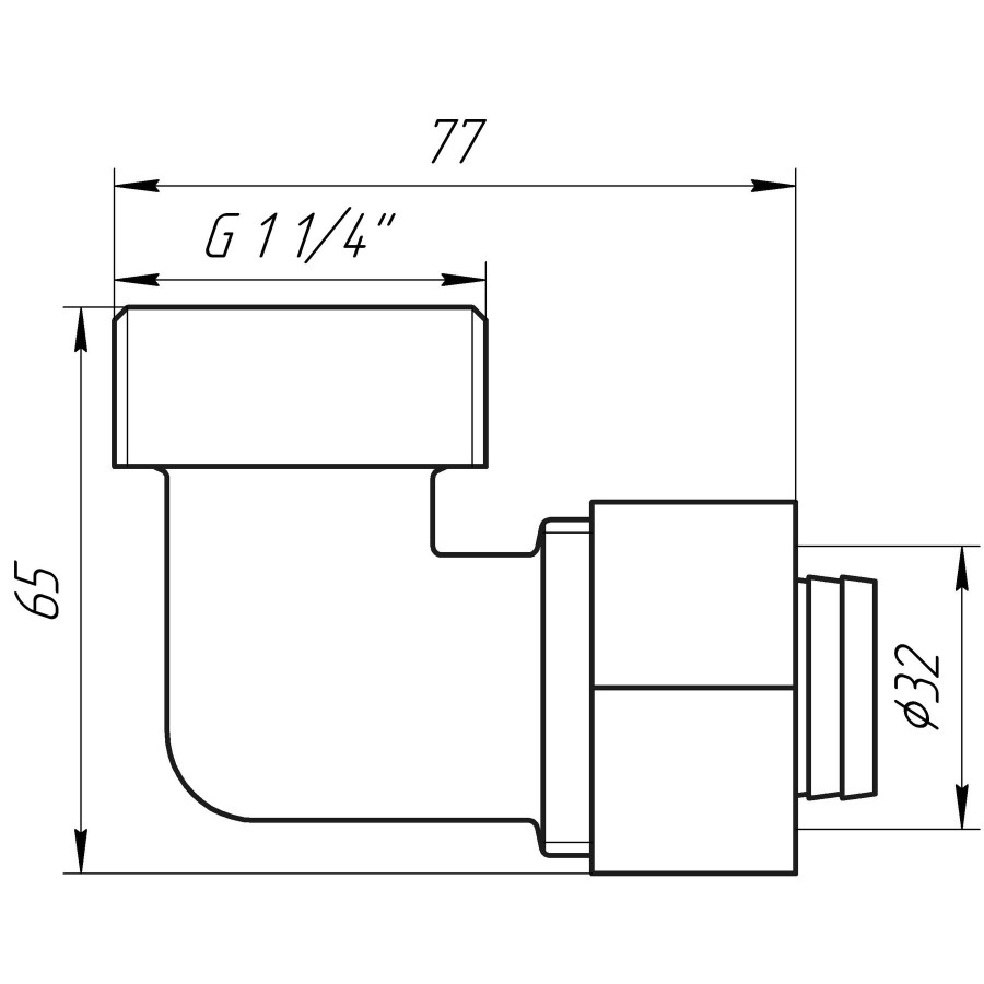 Кутник із зовнішньою різьбою APE ITALY 753 L 11/4х32