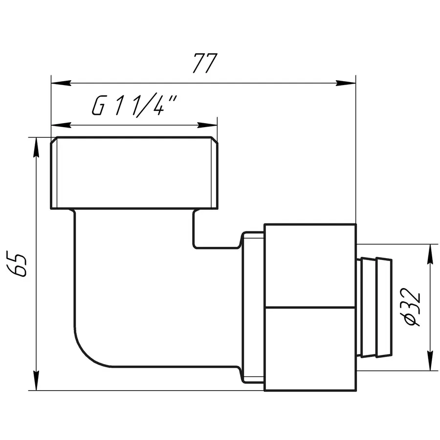 Кутник із зовнішньою різьбою APE ITALY 753 L 11/4х32