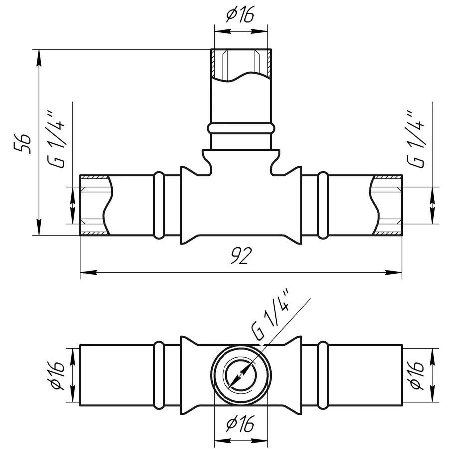 Трійник проміжний прес APE ITALY AP 131 16х16х16