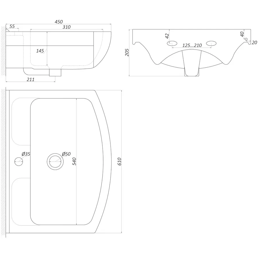 Умывальник Днепрокерамика Изео-60 для ванны