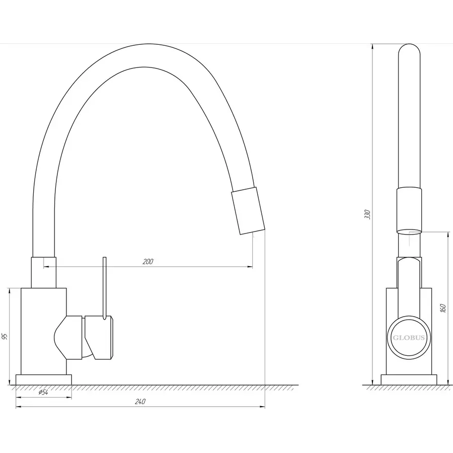 Змішувач для кухні Globus Lux WIEN SUS2-203SG