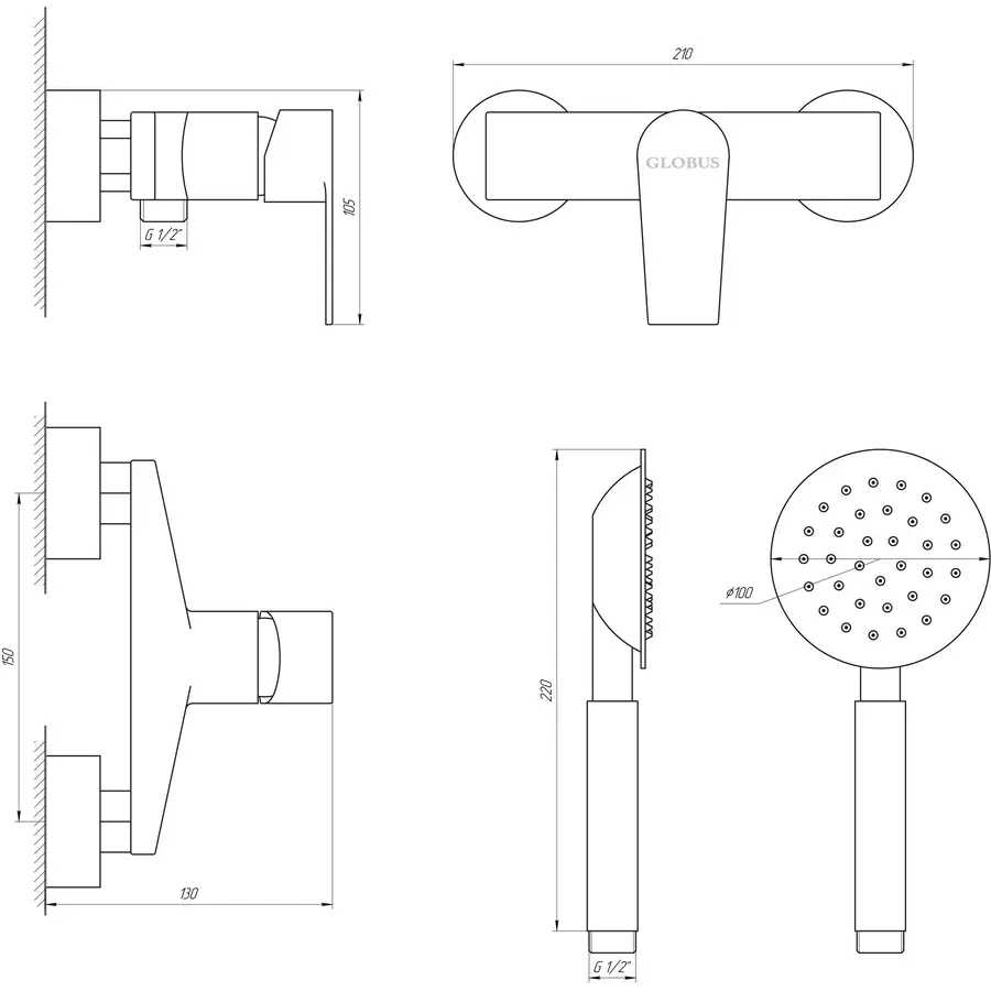 Змішувач для душу Globus Lux SHA-105-M