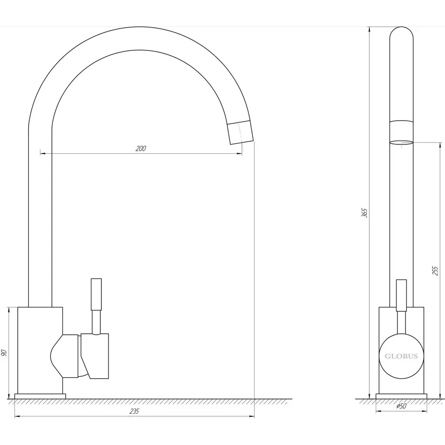 Змішувач для кухні Globus Lux ALPEN SUS-203S-WW