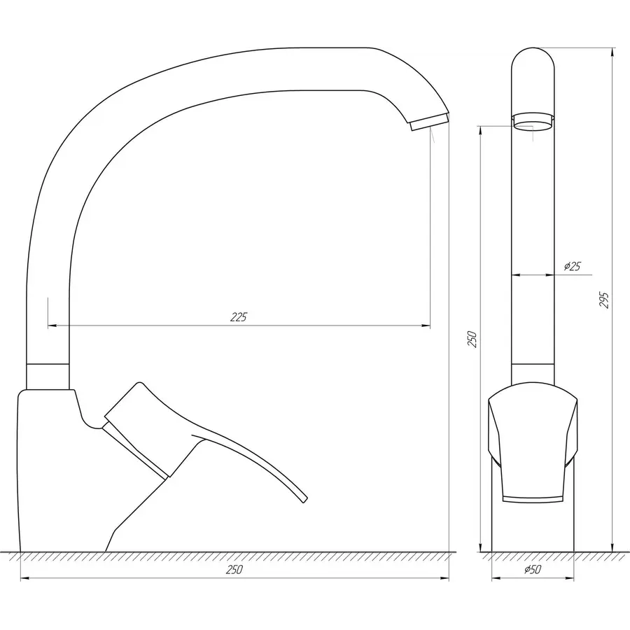 Смеситель для кухни Globus Lux GLQU-0203S-BIG-8 STSTEEL