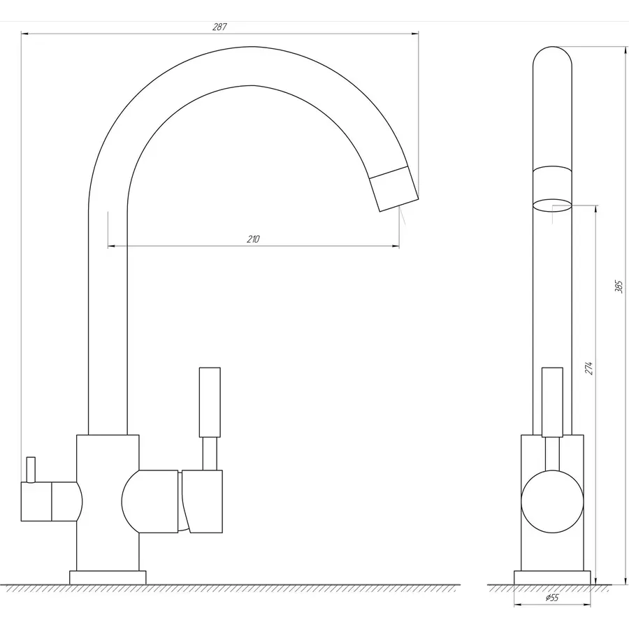 Змішувач для кухні під осмос Globus Lux GLLR-0333-5-TERRA