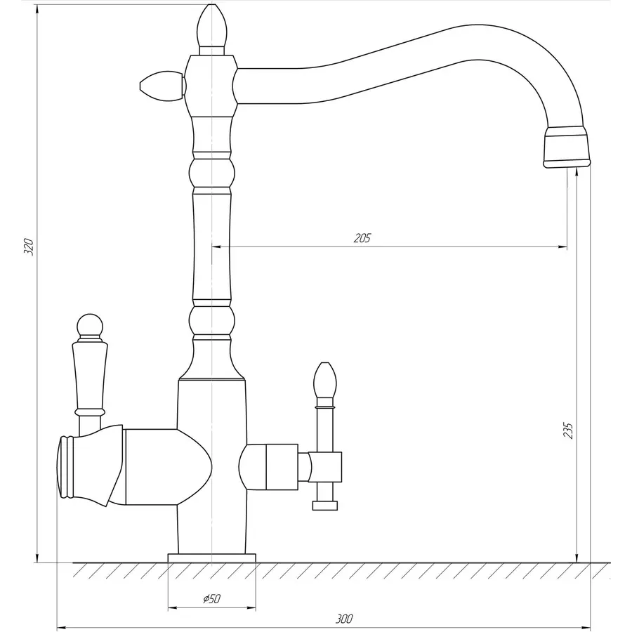 Смеситель для кухни под осмос Globus Lux GLLR-1000-9-BRONZE vintage