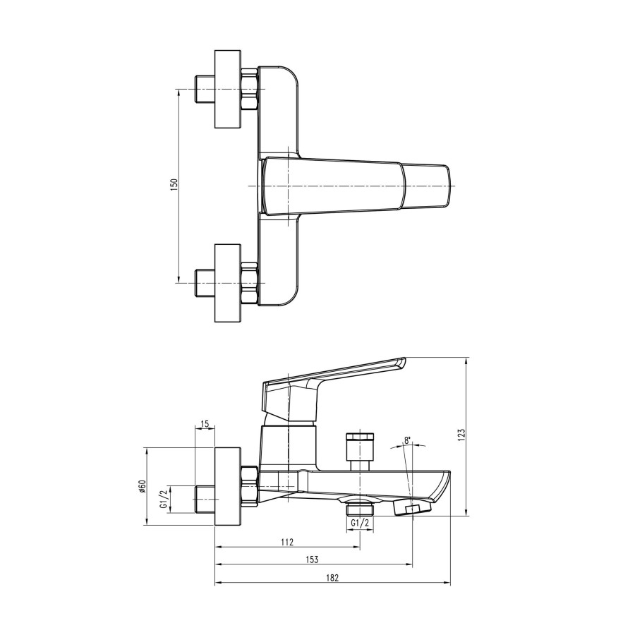 Змішувач для ванни TOPAZ LEXI TL 21101-H57-W