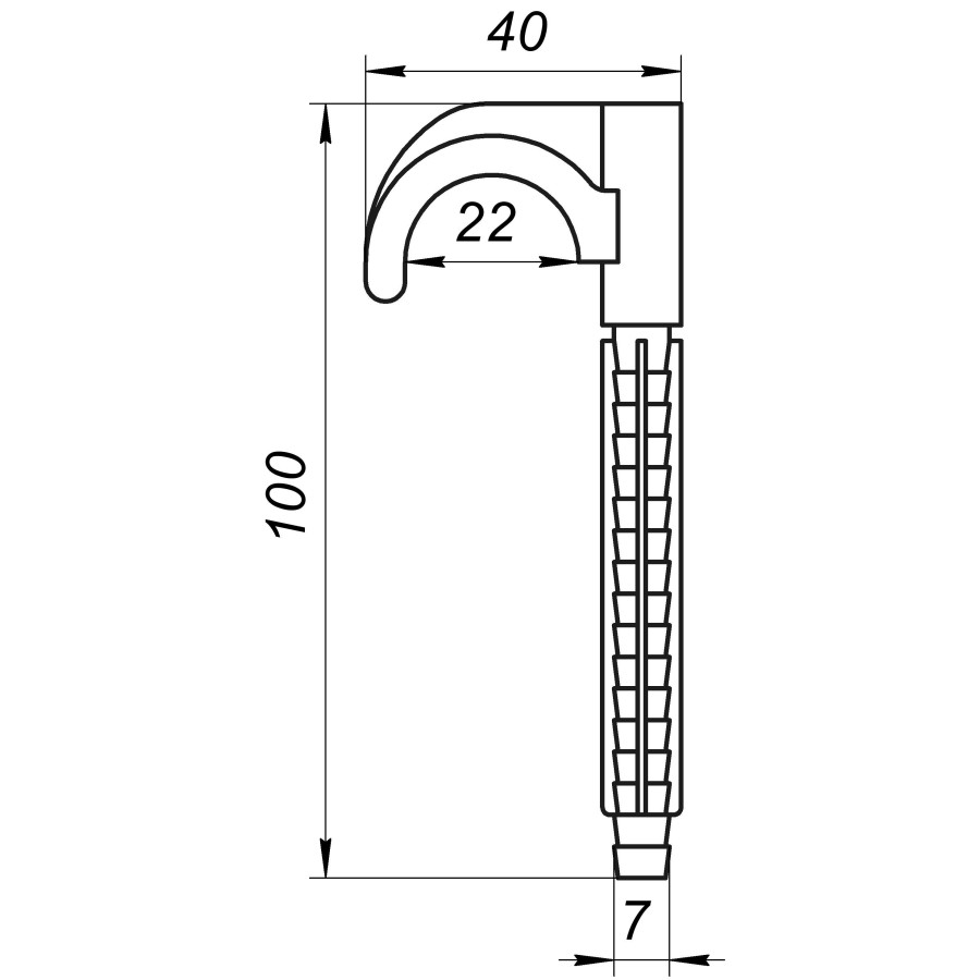 Крепеж-крюк забивной одинарное длина 100мм (упаковка 100шт)