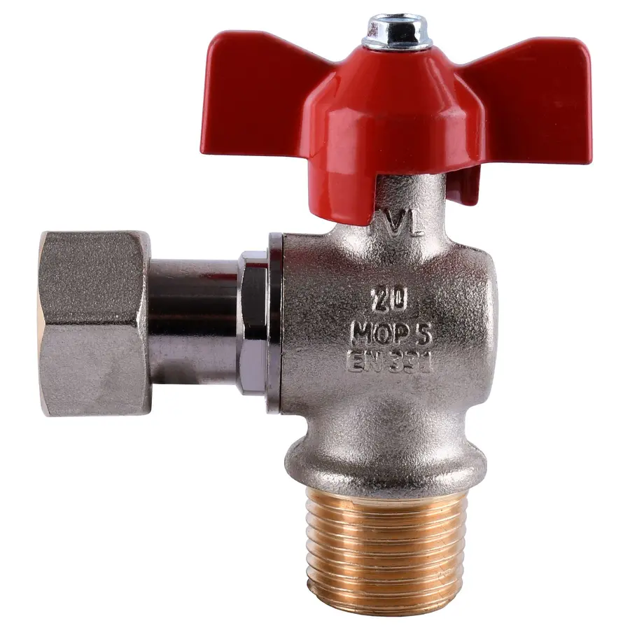 Кран кульовий котловий 1/2″ 301202R кутовий з накидною гайкою TECNOVIELLE S.p.A.