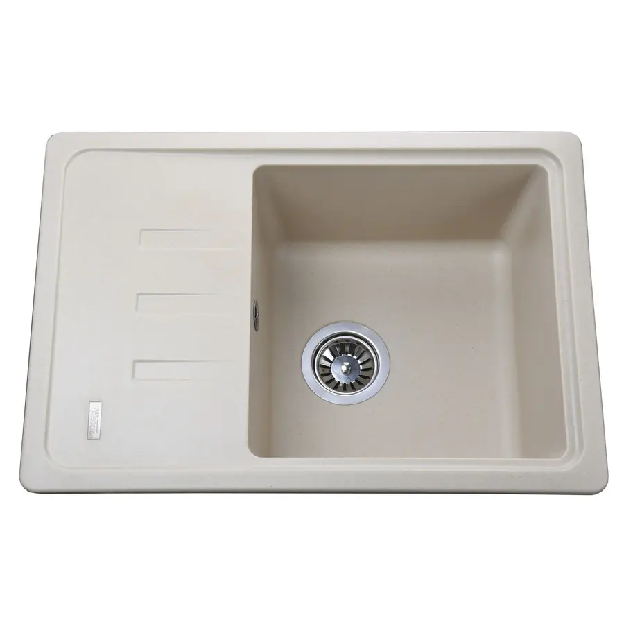 Гранитная кухонная мойка Globus Lux MONO слоновая кость 620х435