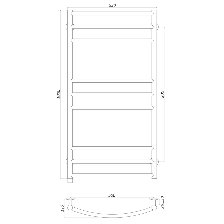 Полотенцесушитель UNIO LDE ER 1000-500-9 BLK Лесенка Дуга Элит электро черная