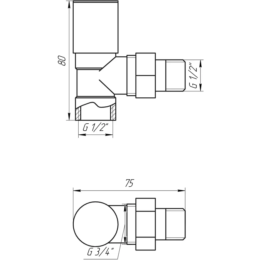 Кран вентильний кутовий з американкою SOLOMON 1/2″ CHROM 1845