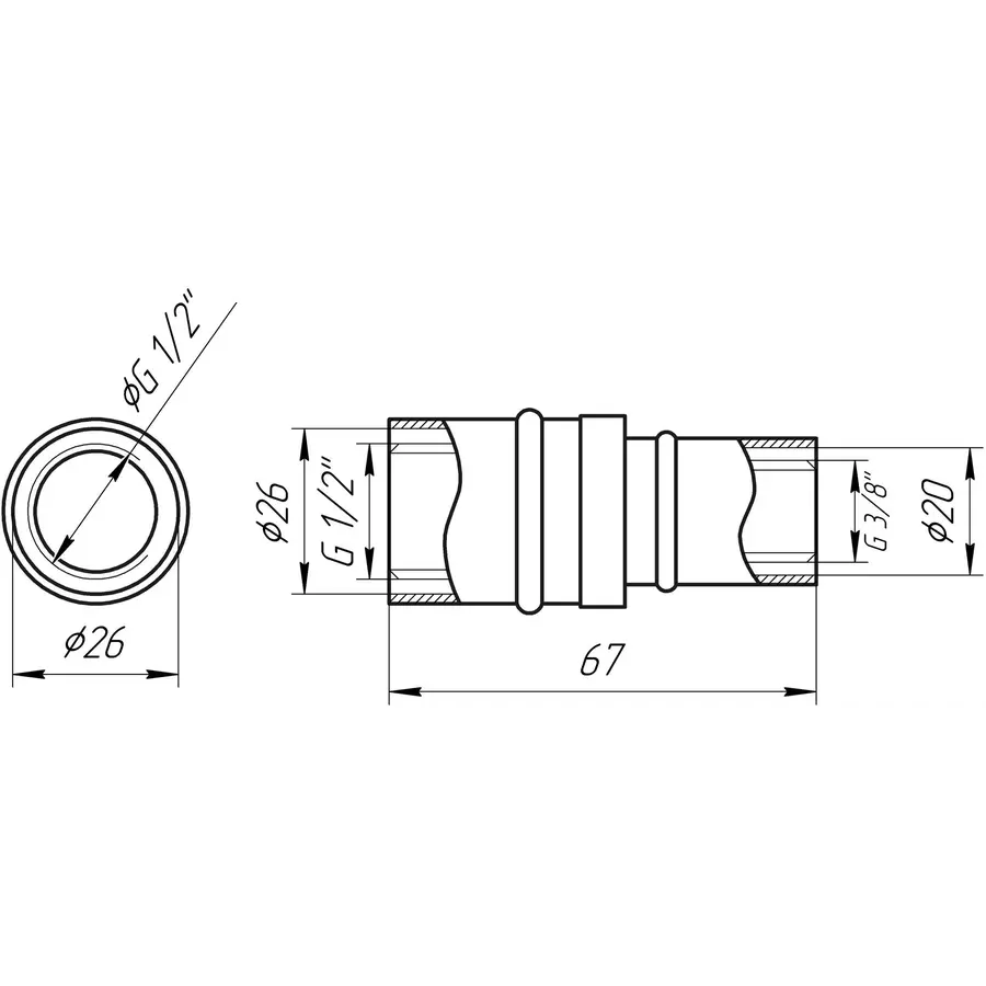 Муфта промежуточная пресс APE ITALY AP 103 26х20