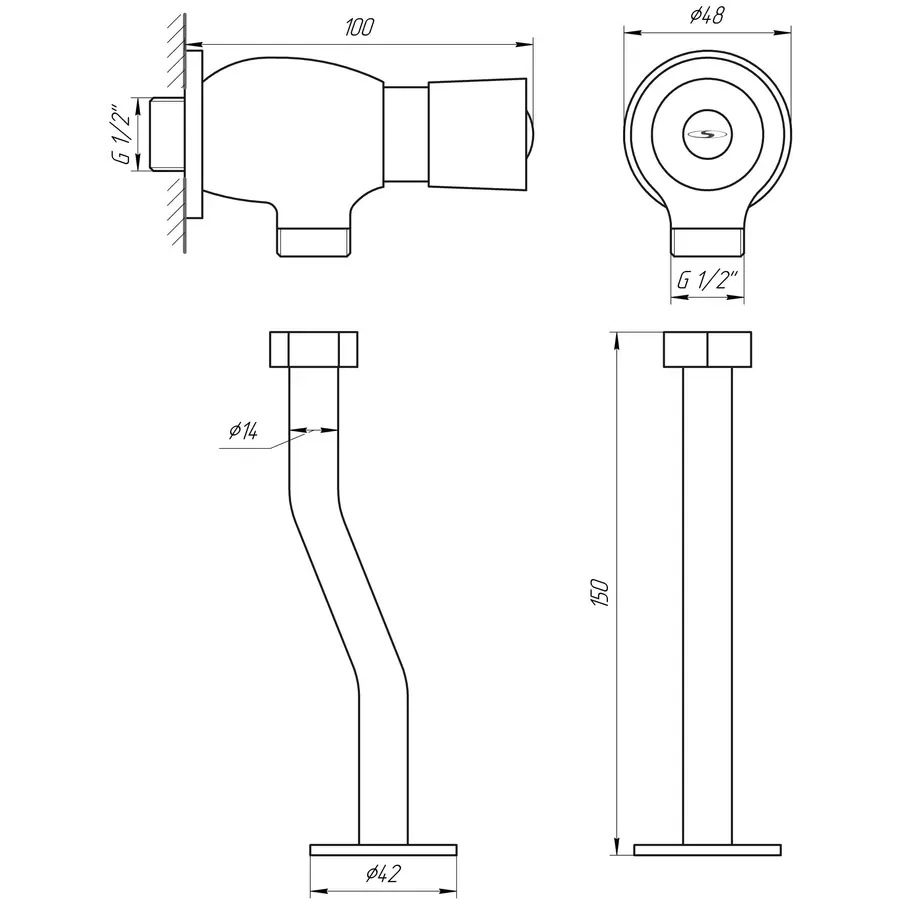 Кран-дозатор для пісуара Solomon LGE-043