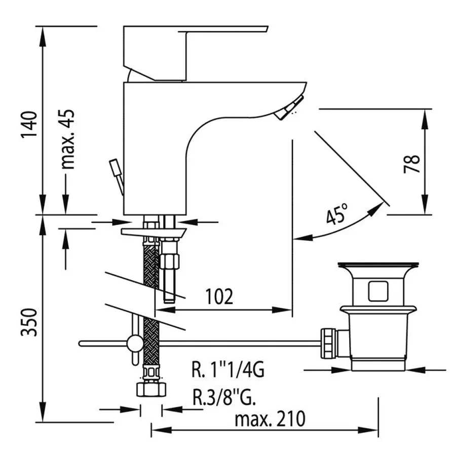 Змішувач для умивальника TRES BM 117103
