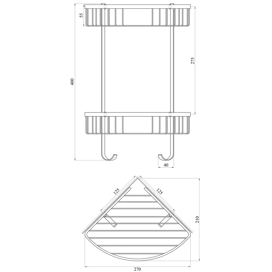 Поличка подвійна кутова TOPAZ 4124