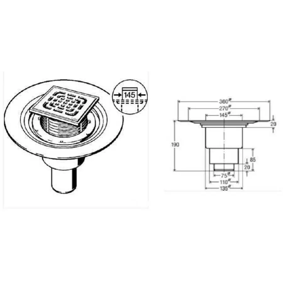 Трап VIEGA ф100 нерж.решітка 150*150 з сифоном 557201 (284848)