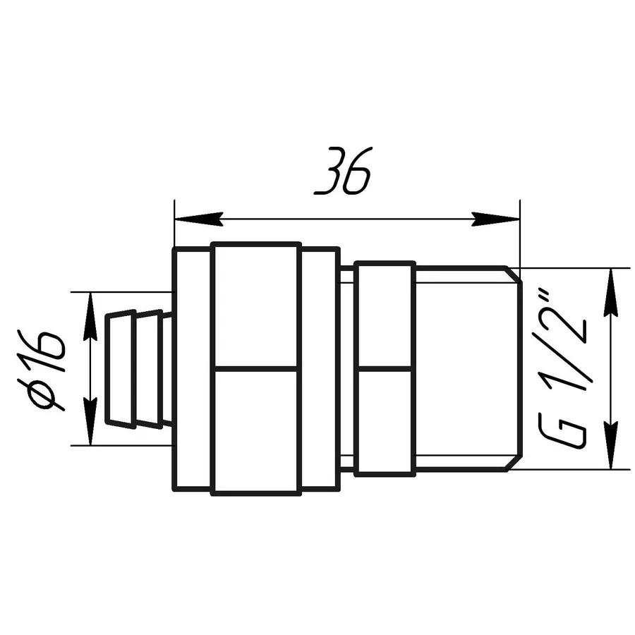 Муфта с наружной резьбой APE ITALY 701 L 1 / 2х16