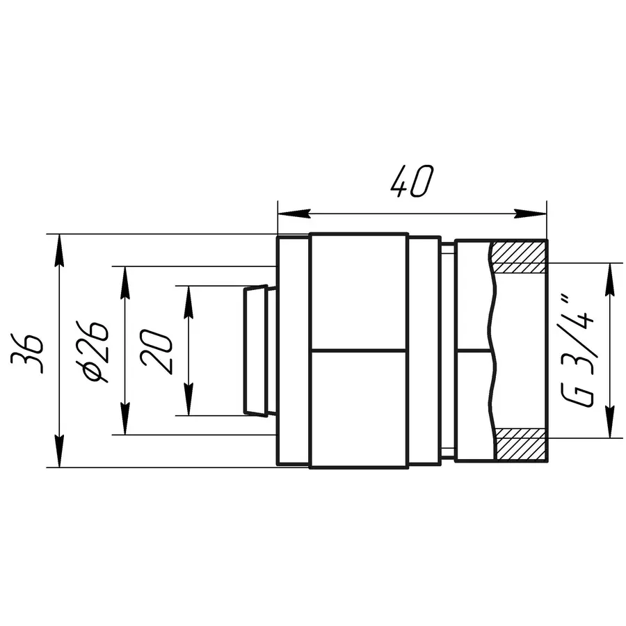 Муфта с внутренней резьбой APE ITALY 702 L 3 / 4x26