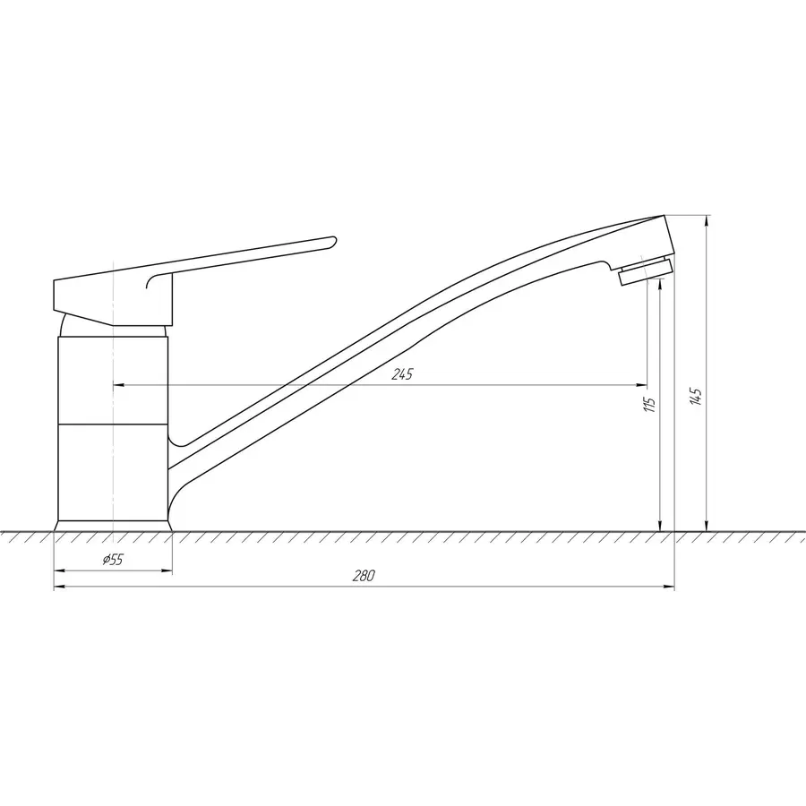 Смеситель для кухни CRISTAL Favorit NEW GNFF-103- латунь литой излив