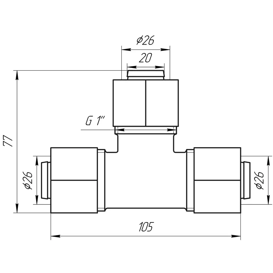 Трійник проміжний APE ITALY 731 L 26x26x26