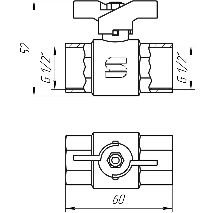 Кран кульовий прямий SELBA 1/2″ ВВ ЖБ SL1507