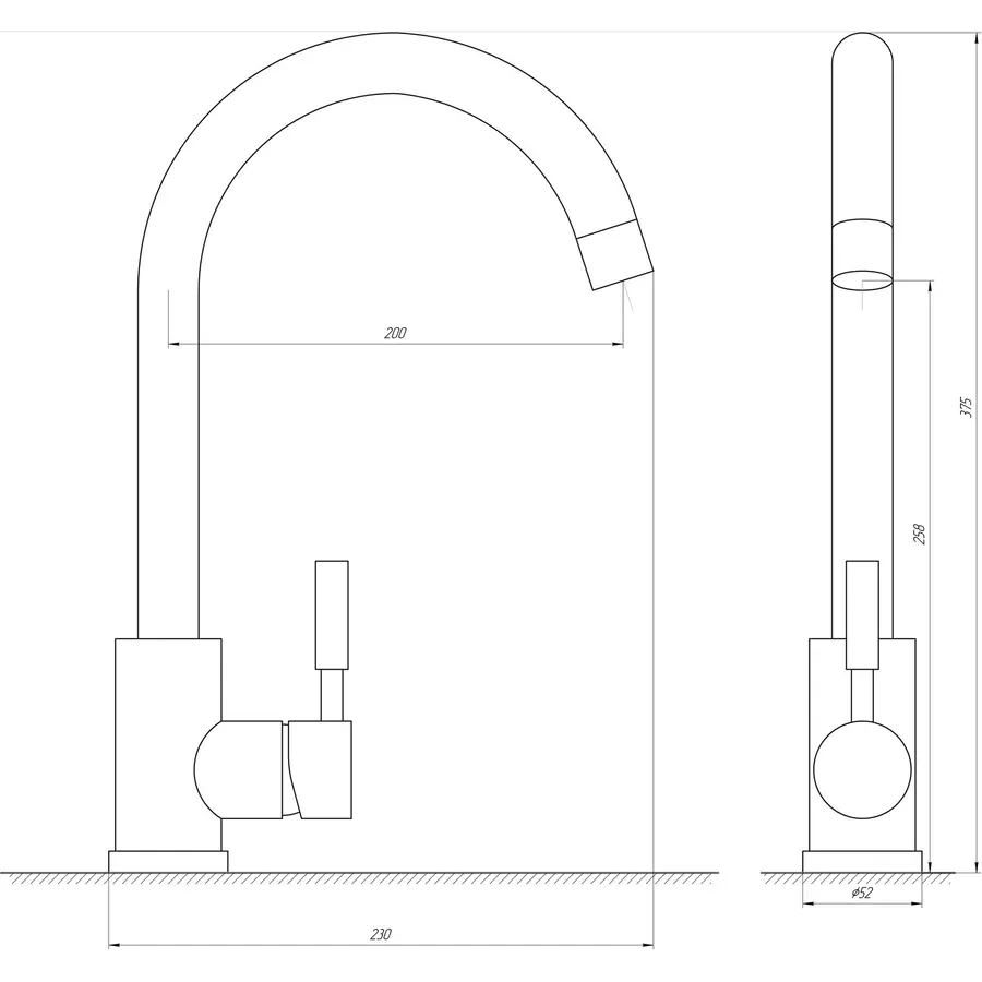 Змішувач для кухні Globus Lux ALPEN SBT1-203S-GRAY
