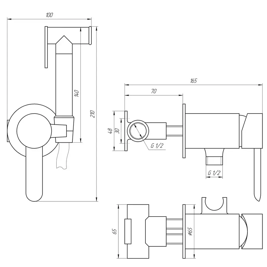 Змішувач гігієнічний TOPAZ CORSICA TC 16106-H48