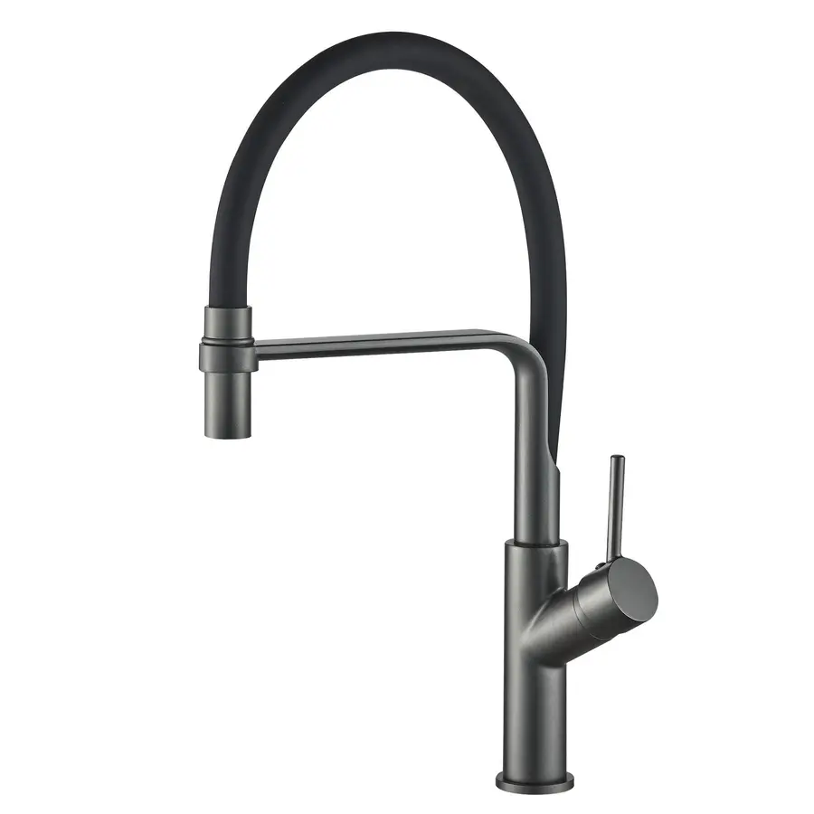 Змішувач для кухні Globus Lux DENVER Flex GDF-32-11-01 Графіт-Чорний Гофровилив, латунь