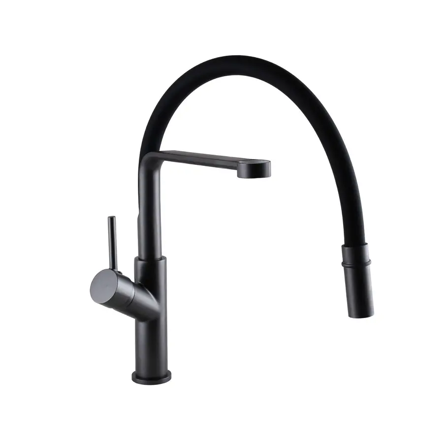 Змішувач для кухні Globus Lux DENVER Flex GDF-32-11-01 Графіт-Чорний Гофровилив, латунь