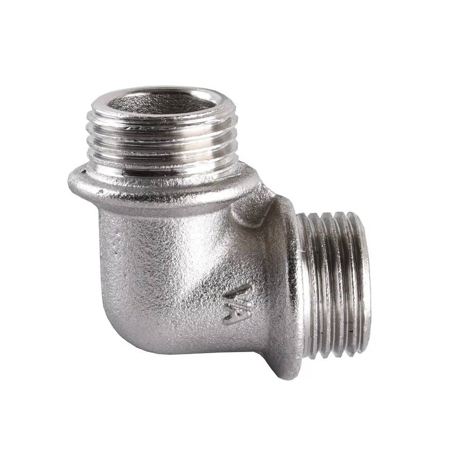 Кутник нікельований 1/2″ЗР х 1/2″ЗР штампований з буртом А0113А(нк) VA