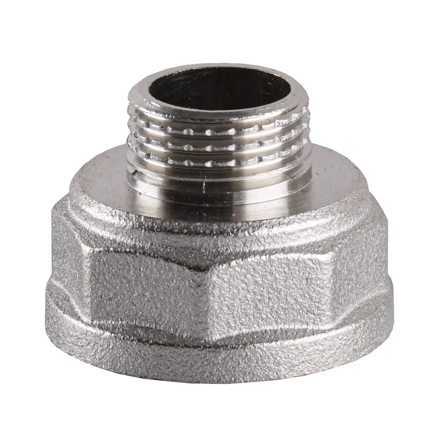 Перехідник редукційний нікельований 1″ВР х 1/2″ЗР штампований А0602А(нк)