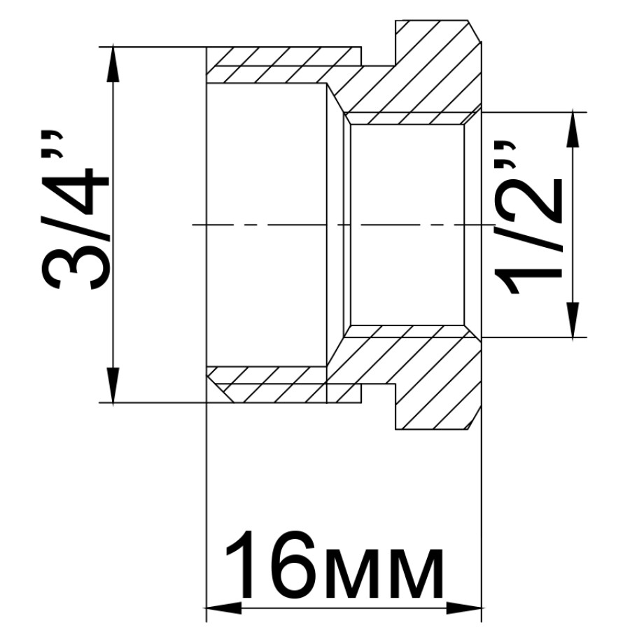 Футорка нікельована 3/4″ЗР х 1/2″ВР штампована А0702А(нк) VA