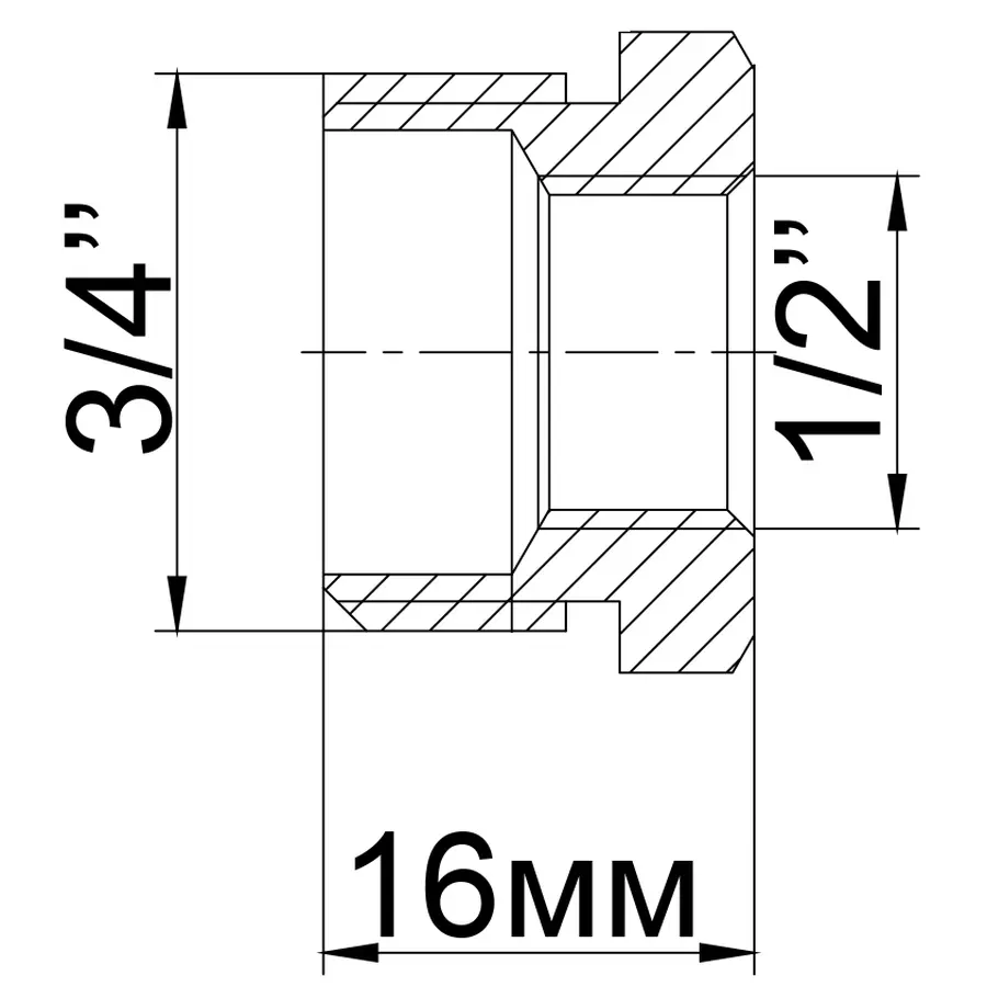 Футорка нікельована 3/4″ЗР х 1/2″ВР штампована А0702А(нк) VA