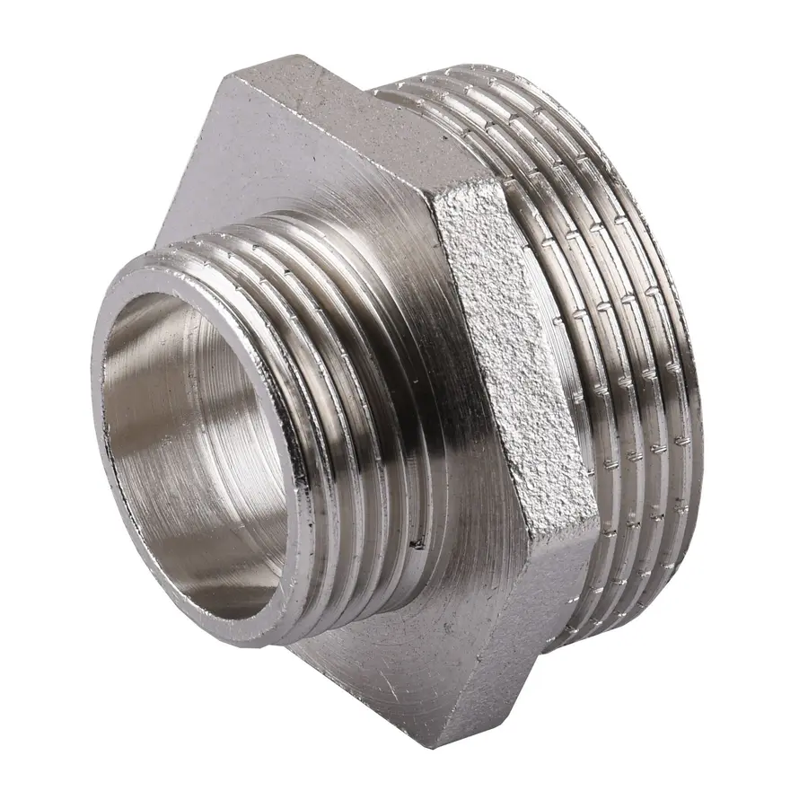 Ніпель редукційний нікельований 2″ЗР х 1″ЗР штампований А0543А(нк)